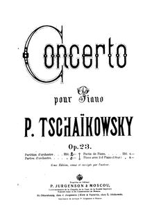 Partition complète, Piano Concerto No.1, Op.23, B♭ minor, Tchaikovsky, Pyotr