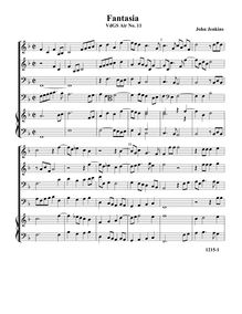 Partition Fantasia, VdGS No.11 - partition complète (Tr Tr B B O), Airs pour 4 violes de gambe avec orgue