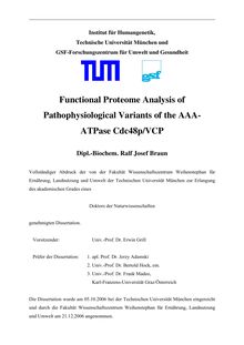 Functional proteome analysis of pathophysiological variants of the AAA-ATPase Cdc48p, VCP [Elektronische Ressource] / Ralf Josef Braun