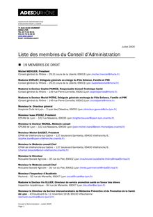Liste des membres du Conseil d Administration - ADES du Rhône