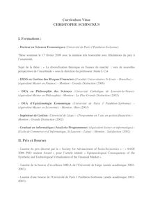 Curriculum Vitae CHRISTOPHE SCHINCKUS I. Formations : II. Prix et ...