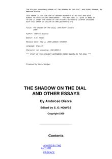 The Shadow On The Dial, and Other Essays - 1909