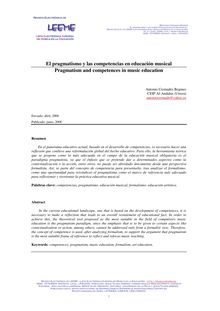 El pragmatismo y las competencias en educación musical (Pragmatism and competences in music education)