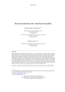 Formal reduction for rule based models