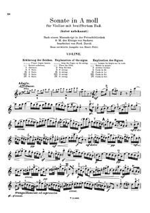 Partition de violon, violon Sonata en A minor, Sonate in A moll für Violine und bezifferten BassSonata in C minor for Violin and figured Bass