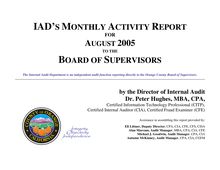 Internal Audit Department Status Report to the Board of Supervisors