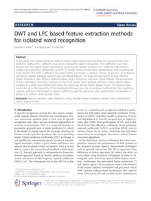 DWT and LPC based feature extraction methods for isolated word recognition