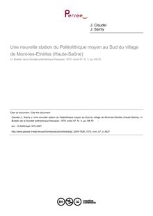 Une nouvelle station du Paléolithique moyen au Sud du village de Mont-les-Etrelles (Haute-Saône) - article ; n°3 ; vol.67, pg 68-70