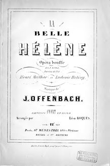 Partition complète, La belle Hélène, Offenbach, Jacques par Jacques Offenbach