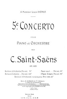 Partition complète, Cinquième Concerto pour Piano et Orchestre, Op. 103