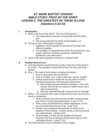 Bible Study- Greatest of These Is Love  Lesson 2 