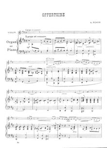 Partition de piano, partition de violon, Offertory, Péron, Auguste