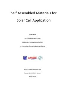 Self assembled materials for solar cell application [Elektronische Ressource] / Maria Carmen Lechmann-Dorn