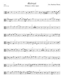 Partition ténor viole de gambe 1, alto clef, Il bianco e dolce cigno par Giovanni Battista Mosto