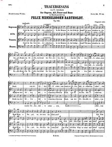 Partition complète, Trauergesang, Op.116, Mendelssohn, Felix