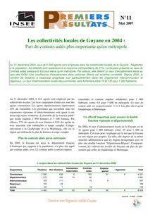 Les collectivités locales de Guyane en 2004 : Part de contrats aidés plus importante qu en métropole