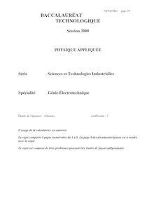Baccalaureat 2000 physique appliquee s.t.i (genie electrotechnique)