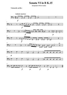 Partition violoncelle (en option) , partie, violon Sonata, Violin Sonata No.10