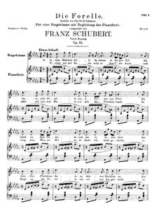 Partition 4th version, published as Op.32, Die Forelle, The Trout