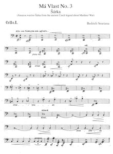 Partition violoncelles I, II, Šárka, A minor, Smetana, Bedřich