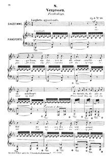 Partition , Vergessen (Forebodings), 12 Gesänge, Op.5, Various, Franz, Robert