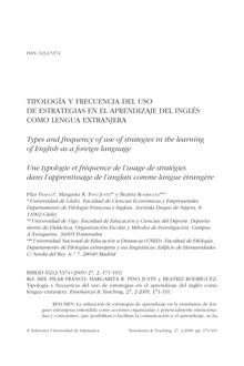 Tipología y frecuencia del uso de estrategias en el aprendizaje del inglés como lengua extranjera