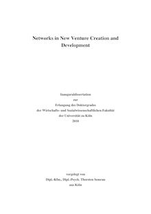 Networks in new venture creation and development [Elektronische Ressource] / vorgelegt von Thorsten Semrau