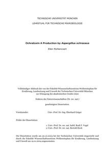 Ochratoxin A production by Aspergillus ochraceus [Elektronische Ressource] / Ellen Mühlencoert