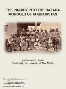 THE INQUIRY INTO THE HAZARA MONGOLS OF AFGHANISTAN