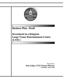 City of Kingston LVEC  Draft Business Plan - April 2005
