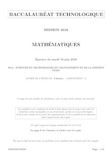 Bac STMG 2018 - Les sujets de mathématiques