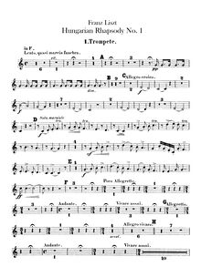 Partition trompette 1, 2, 3 (F), Hungarian Rhapsody No.14, Lento, quasi marcia funebre