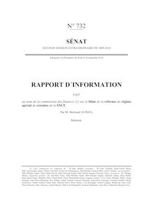 Rapport d information fait au nom de la commission des finances sur le bilan de la réforme du régime spécial de retraites de la SNCF