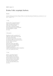 Partition Complete text, Frohes Volk, vergnügte Sachsen, Bach, Johann Sebastian