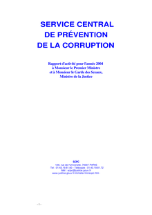Service central de prévention de la corruption : rapport d'activité pour l'année 2004