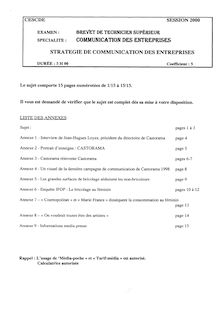 Stratégie de communication des entreprises 2000 BTS Communication des entreprises