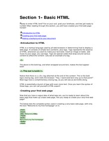 Chris's HTML Tutorial Center Section 1- Basic HTML