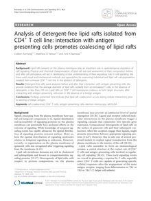 Analysis of detergent-free lipid rafts isolated from CD4+T cell line: interaction with antigen presenting cells promotes coalescing of lipid rafts