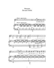 Partition complète (B♭ Major: haut voix et piano), Devant l infini