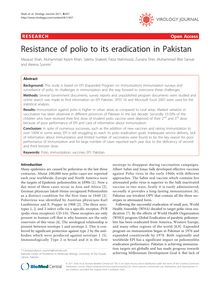 Resistance of polio to its eradication in Pakistan