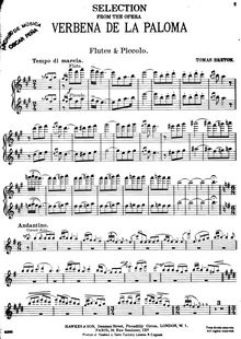 Partition flûte / Piccolo, La verbena de la Paloma, Bretón, Tomás