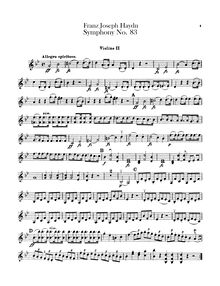 Partition violons II, Symphony No.83 en G minor, “La poule”, Sinfonia No.83