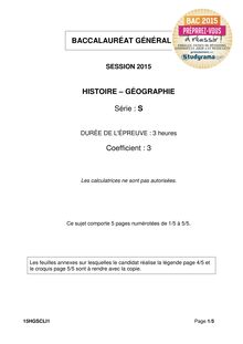 Sujet BAC 2015 LIBAN - S Histoire-Géographie