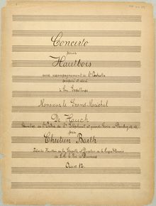 Partition compléte, hautbois Concerto, Op.12, Barth, Christian Frederik