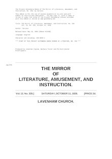 The Mirror of Literature, Amusement, and Instruction - Volume 12, No. 335, October 11, 1828