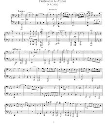Partition complète, Fantasie, D.9, Fantasie in G minor for Piano Duet