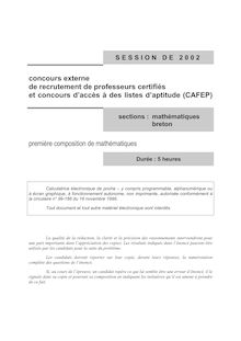 Première composition de Mathématiques 2002 CAPES de mathématiques CAPES (Externe)