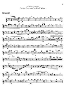 Partition hautbois 1, 2, clarinette Concerto No.1, F minor, Weber, Carl Maria von