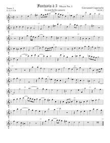 Partition ténor viole de gambe 1, octave aigu clef, Fantasia pour 5 violes de gambe, RC 25
