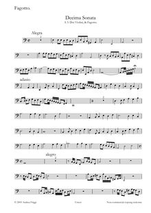 Partition basson, Decima Sonata A , Doi Violini, & Fagotto, Castello, Dario